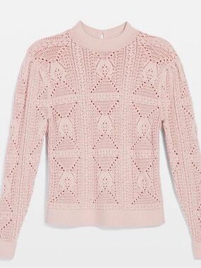 White House Black Market Light Pink Crochet Knit Sweater